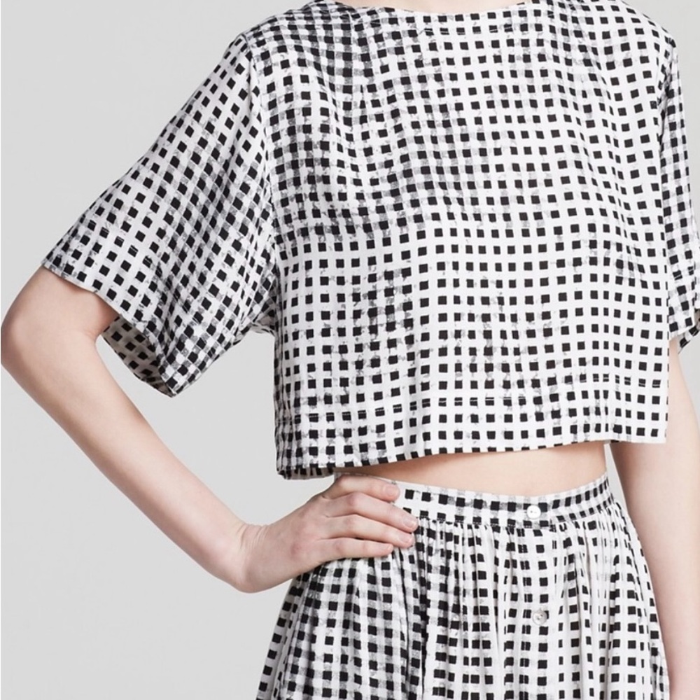 MINKPINK Black and White Grid Crop Top